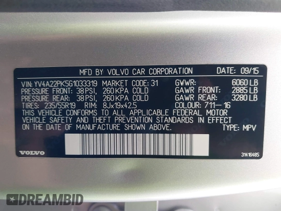 2016 Volvo XC90 T6 Momentum с VIN YV4A22PK5G1033319, выставлен на аукционе IAAI как лот 41870682 с пробегом 85 697 миль миль и . История ставок и продаж доступна на DreamBid. Изображение 9.