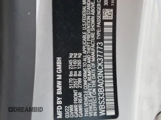 2022 BMW M4 Competition xDrive with VIN WBS33BA03NCK37773, listed as a Copart auction lot 81842564 with 0 mi miles and Salvage Title. Bid and sale history available at carsss.com. Image 13.