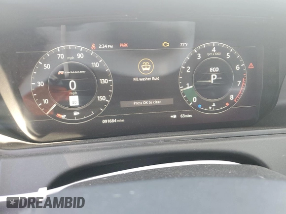 2018 Land Rover Range Rover Velar R-Dynamic SE with VIN SALYL2RXXJA736020, listed as a Copart auction lot 48345195 with 91,684 mi miles and Clean title. Bid and sale history available at DreamBid. Image 9.