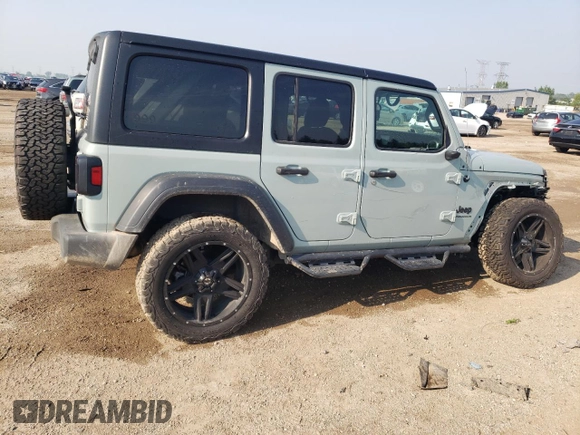 2023 Jeep Wrangler Willys with VIN 1C4HJXDG9PW615072, listed as a Copart auction lot 59606805 with 72,969 mi miles and Salvage title. Bid and sale history available at DreamBid. Image 3.