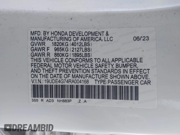 2024 Acura Integra Technology with VIN 19UDE4G74RA004168, listed as a IAAI auction lot 40727572 with 8,147 mi miles and . Bid and sale history available at DreamBid. Image 9.