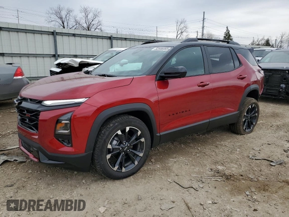 2025 Chevrolet Equinox AWD RS z VIN 3GNAXTEGXSL259454, wystawiony jako Copart lot #52596955 z przebiegiem 1 009 mil mil oraz Szkoda całkowita • Salvage title. Historia ofert i sprzedaży dostępna na DreamBid. Obrazek 1.