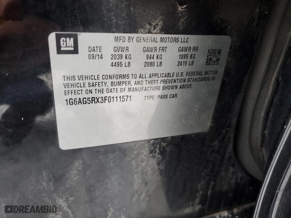 2015 Cadillac ATS Sedan Standard AWD with VIN 1G6AG5RX3F0111571, listed as a Copart auction lot 85853964 with 157,848 mi miles and Salvage Title. Bid and sale history available at carsss.com. Image 12.