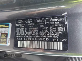 2020 Hyundai Palisade SEL с VIN KM8R4DHE6LU096390, выставлен на аукционе IAAI как лот 42530712 с пробегом 41 174 миль миль и . История ставок и продаж доступна на DreamBid. Изображение 9.