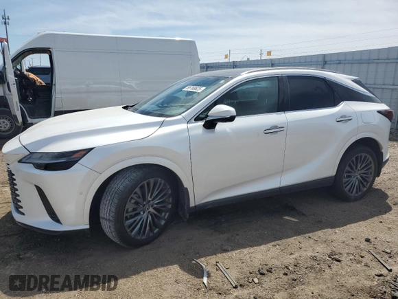 2024 Lexus RX 350h z VIN 2T2BBMCA9RC044401, wystawiony jako Copart lot #55768825 z przebiegiem 15 973 mil mil oraz Szkoda całkowita • Salvage title. Historia ofert i sprzedaży dostępna na DreamBid. Obrazek 1.