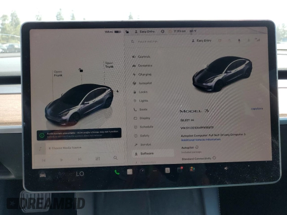 2023 Tesla Model 3 with VIN 5YJ3E1EA4PF615975, listed as a Copart auction lot 58845405 with 38,927 mi miles and Salvage title. Bid and sale history available at DreamBid. Image 9.