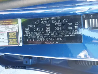 2024 Kia Forte LXS z VIN 3KPF24AD7RE779026, wystawiony jako IAAI lot #41148851 z przebiegiem Nie podano mil oraz . Historia ofert i sprzedaży dostępna na DreamBid. Obrazek 9.