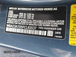 2023 BMW 4 Series 430i with VIN WBA23AT05PCL83537, listed as a IAAI auction lot 41352545 with 1 mi miles. Bid and sale history available at carsss.com. Image 9.