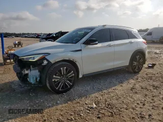 2021 Infiniti QX50 Luxe z VIN 3PCAJ5BA3MF120368, wystawiony jako Copart lot #59479235 z przebiegiem 69 116 mil mil oraz Szkoda całkowita • Salvage title. Historia ofert i sprzedaży dostępna na DreamBid. Obrazek 1.