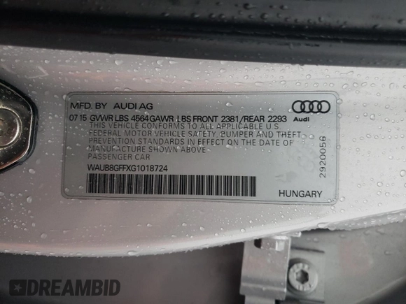 2016 Audi A3 2.0T Premium with VIN WAUB8GFFXG1018724, listed as a Copart auction lot 77920683 with 0 mi miles. Bid and sale history available at carsss.com. Image 13.