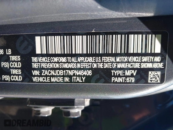 2022 Jeep Renegade Latitude with VIN ZACNJDB17NPN46406, listed as a IAAI auction lot 42230690 with 23,519 mi miles and . Bid and sale history available at DreamBid. Image 9.