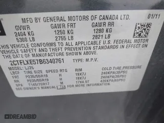 2011 GMC Terrain SLT-2 with VIN 2CTFLXE57B6340761, listed as a IAAI auction lot 41562888 with 107,930 mi miles. Bid and sale history available at carsss.com. Image 9.