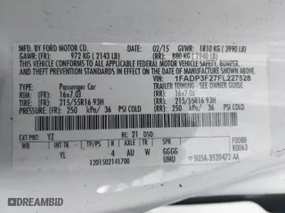 2015 Ford Focus SE with VIN 1FADP3F27FL227528, listed as a IAAI auction lot 41751324 with 94,968 mi miles. Bid and sale history available at carsss.com. Image 9.