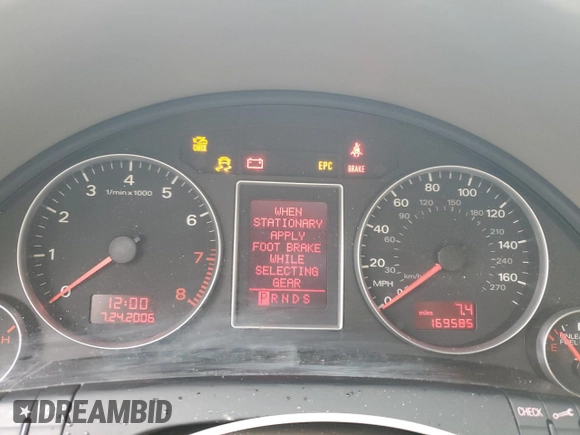 2008 Audi A4 2.0T with VIN WAUAF78E28A140405, listed as a Copart auction lot 51190195 with 169,585 mi miles and Clean title. Bid and sale history available at DreamBid. Image 9.