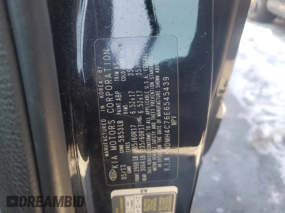 2014 Kia Sedona EX with VIN KNDMH4C76E6545439, listed as a Copart auction lot 88275505 with 210,547 mi miles and Salvage Title. Bid and sale history available at carsss.com. Image 13.