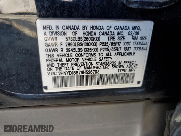 2006 Acura MDX Touring w/Navi with VIN 2HNYD18876H526793, listed as a Copart auction lot 46179855 with 220,322 mi miles and Salvage Title. Bid and sale history available at carsss.com. Image 14.