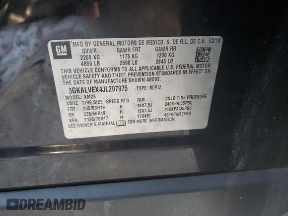 2018 GMC Terrain SLT with VIN 3GKALVEX4JL297975, listed as a Copart auction lot 44896245 with 92,740 mi miles and Salvage Title. Bid and sale history available at DreamBid. Image 13.