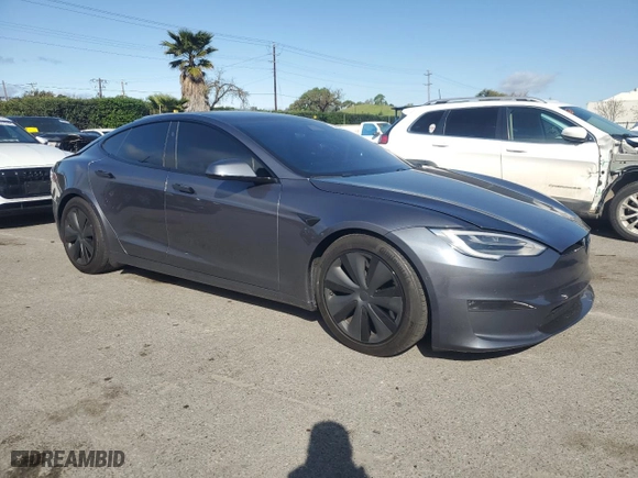 2022 Tesla Model S with VIN 5YJSA1E52NF464464, listed as a Copart auction lot 50791715 with 41,357 mi miles and Salvage Title. Bid and sale history available at carsss.com. Image 4.
