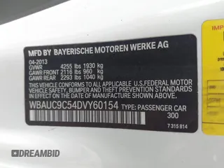 2013 BMW 1 Series 135i with VIN WBAUC9C54DVY60154, listed as a IAAI auction lot 42354743 with 159,571 mi miles and . Bid and sale history available at DreamBid. Image 9.