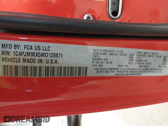 2021 Jeep Cherokee Latitude Lux с VIN 1C4PJMMX5MD120871, выставлен на аукционе IAAI как лот 42427822 с пробегом 65 379 миль миль и . История ставок и продаж доступна на DreamBid. Изображение 9.