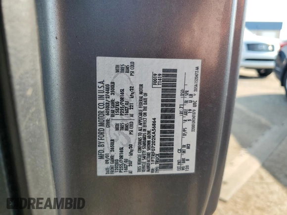 2002 Ford F-150 XL с VIN 1FTRF07202KA56864, выставлен на аукционе Copart как лот 71640724 с пробегом 165 654 миль миль и Списание • Salvage title. История ставок и продаж доступна на DreamBid. Изображение 12.