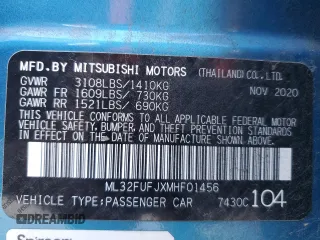 2021 Mitsubishi Mirage ES with VIN ML32FUFJXMHF01456, listed as a Copart auction lot 44210695 with 88,756 mi miles and Salvage title. Bid and sale history available at DreamBid. Image 13.