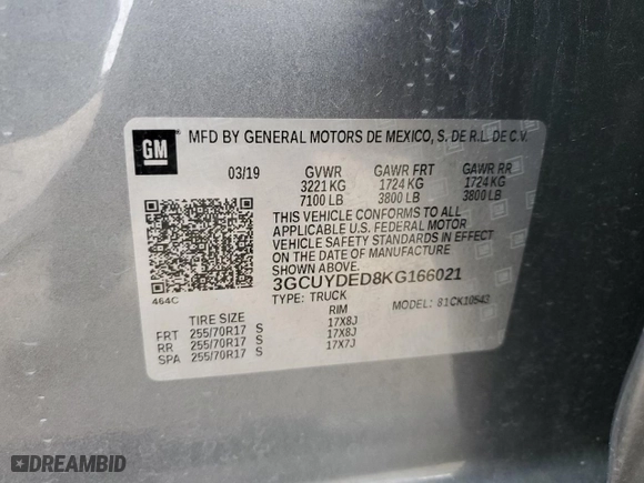 2019 Chevrolet Silverado 1500 LT with VIN 3GCUYDED8KG166021, listed as a Copart auction lot 51522155 with 29,196 mi miles and Salvage Title. Bid and sale history available at carsss.com. Image 14.
