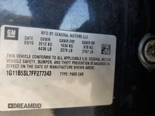 2015 Chevrolet Malibu LS with VIN 1G11B5SL7FF277343, listed as a Copart auction lot 50810405 with 192,075 mi miles and Salvage Title. Bid and sale history available at DreamBid. Image 15.