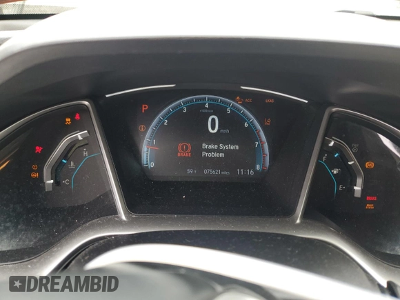 2019 Honda Civic Sedan EX with VIN JHMFC1F3XKX006440, listed as a Copart auction lot 49570025 with 75,621 mi miles and Salvage Title. Bid and sale history available at carsss.com. Image 9.