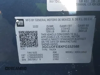 2023 Chevrolet Silverado 1500 LT Trail Boss with VIN 3GCUDFE8XPG152588, listed as a IAAI auction lot 41824795 with 21,903 mi miles and . Bid and sale history available at DreamBid. Image 9.