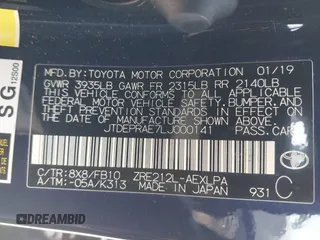 2020 Toyota Corolla LE with VIN JTDEPRAE7LJ000141, listed as a IAAI auction lot 41555971 with 19,386 mi miles. Bid and sale history available at carsss.com. Image 9.