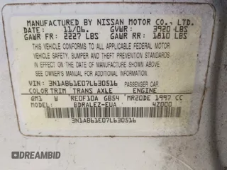 2007 Nissan Sentra S с VIN 3N1AB61E07L630516, выставлен на аукционе IAAI как лот 42467190 с пробегом 220 133 миль миль и . История ставок и продаж доступна на DreamBid. Изображение 9.
