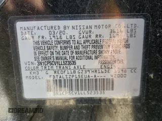 2020 Nissan Kicks SV with VIN 3N1CP5CV1LL523535, listed as a Copart auction lot 51947375 with 64,517 mi miles and Clean Title. Bid and sale history available at carsss.com. Image 12.