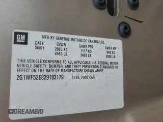 2002 Chevrolet Impala with VIN 2G1WF52E829103179, listed as a Copart auction lot 62672885 with 79,037 mi miles and Clean title. Bid and sale history available at DreamBid. Image 12.