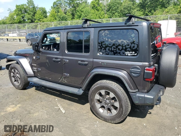 2018 Jeep Wrangler Unlimited Sahara with VIN 1C4HJXEGXJW229881, listed as a Copart auction lot 58762775 with 82,470 mi miles and Salvage title. Bid and sale history available at DreamBid. Image 2.