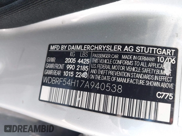 2007 Mercedes-Benz C 280 Luxury с VIN WDBRF54H17A940538, выставлен на аукционе IAAI как лот 42236100 с пробегом 147 781 миль миль и . История ставок и продаж доступна на DreamBid. Изображение 9.