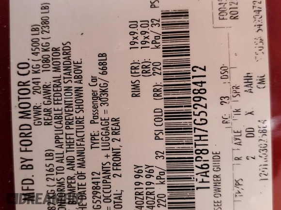 2016 Ford Mustang EcoBoost with VIN 1FA6P8TH7G5298412, listed as a Copart auction lot 49798165 with 115,749 mi miles and Salvage Title. Bid and sale history available at carsss.com. Image 13.