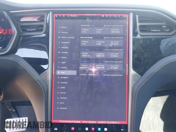 2018 Tesla Model X 75D with VIN 5YJXCAE45JF103828, listed as a IAAI auction lot 41698708 with 118,699 mi miles and . Bid and sale history available at carsss.com. Image 7.