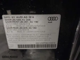 2014 Audi Q5 Premium Plus with VIN WA1LFAFPXEA104979, listed as a IAAI auction lot 41927659 with 159,182 mi miles. Bid and sale history available at carsss.com. Image 8.