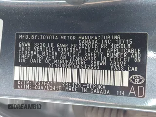 2016 Toyota Corolla L z VIN 2T1BURHE0GC542653, wystawiony jako IAAI lot #42211575 z przebiegiem 108 191 mil mil oraz . Historia ofert i sprzedaży dostępna na DreamBid. Obrazek 9.