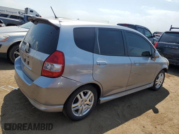 2008 Honda Fit Sport with VIN JHMGD37688S023636, listed as a Copart auction lot 66033104 with 127,496 mi miles and Salvage Title. Bid and sale history available at carsss.com. Image 3.