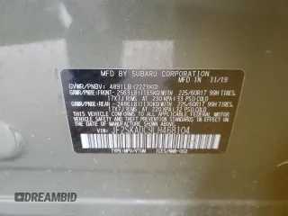 2020 Subaru Forester with VIN JF2SKADC9LH468104, listed as a Copart auction lot 47806945 with 58,851 mi miles and Salvage Title. Bid and sale history available at carsss.com. Image 14.
