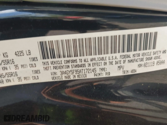 2010 Chrysler PT Cruiser with VIN 3A4GY5F95AT172145, listed as a IAAI auction lot 42753363 with 145,279 mi miles and . Bid and sale history available at DreamBid. Image 9.