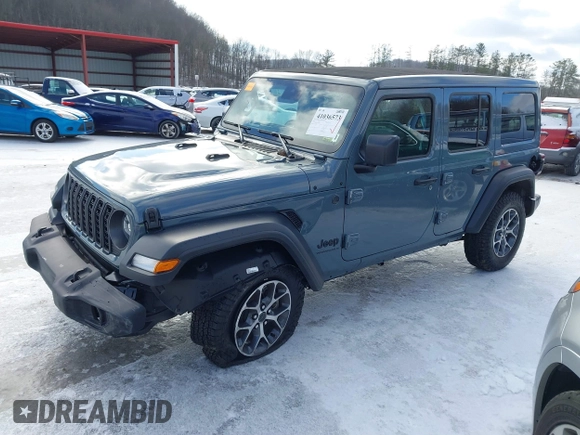 2024 Jeep Wrangler Sport S with VIN 1C4PJXDN2RW306332, listed as a IAAI auction lot 41036573 with 1,785 mi miles and . Bid and sale history available at DreamBid. Image 19.