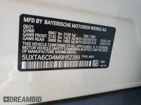 2021 BMW X5 xDrive45e with VIN 5UXTA6C04M9H52389, listed as a Copart auction lot 45605225 with 14,899 mi miles and Salvage Title. Bid and sale history available at carsss.com. Image 14.