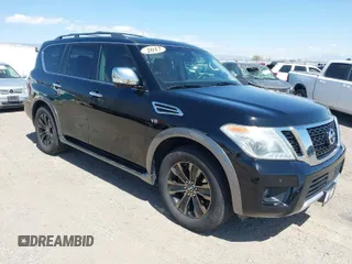 2017 Nissan Armada Platinum with VIN JN8AY2NE7H9702910, listed as a IAAI auction lot 42028682 with 134,681 mi miles. Bid and sale history available at carsss.com. Image 1.