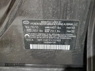 2015 Hyundai Sonata 2.4L SE with VIN 5NPE24AF1FH207468, listed as a Copart auction lot 54862575 with 121,199 mi miles and Salvage Title. Bid and sale history available at carsss.com. Image 12.