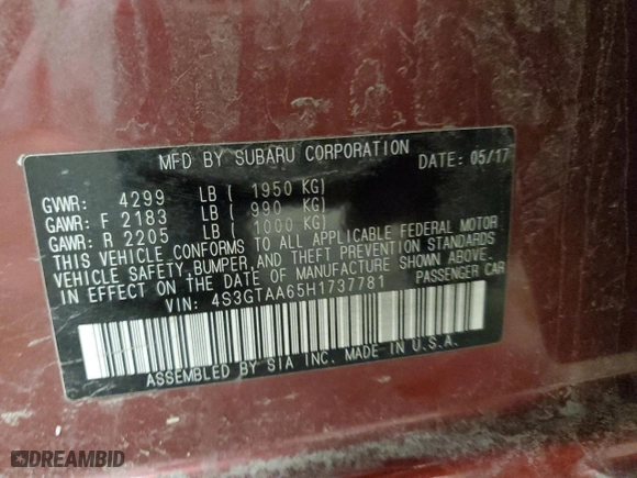 2017 Subaru Impreza with VIN 4S3GTAA65H1737781, listed as a Copart auction lot 48466925 with 71,072 mi miles and Salvage Title. Bid and sale history available at carsss.com. Image 13.