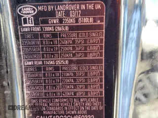 2012 Land Rover Range Rover Evoque Dynamic Premium with VIN SALVT1BG3CH659332, listed as a Copart auction lot 45144405 with Not provided miles and Clean title. Bid and sale history available at DreamBid. Image 13.