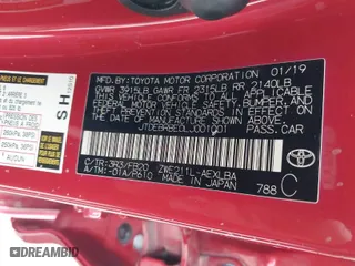2020 Toyota Corolla Hybrid LE with VIN JTDEBRBE0LJ001001, listed as a IAAI auction lot 41536845 with 394,243 mi miles. Bid and sale history available at carsss.com. Image 9.